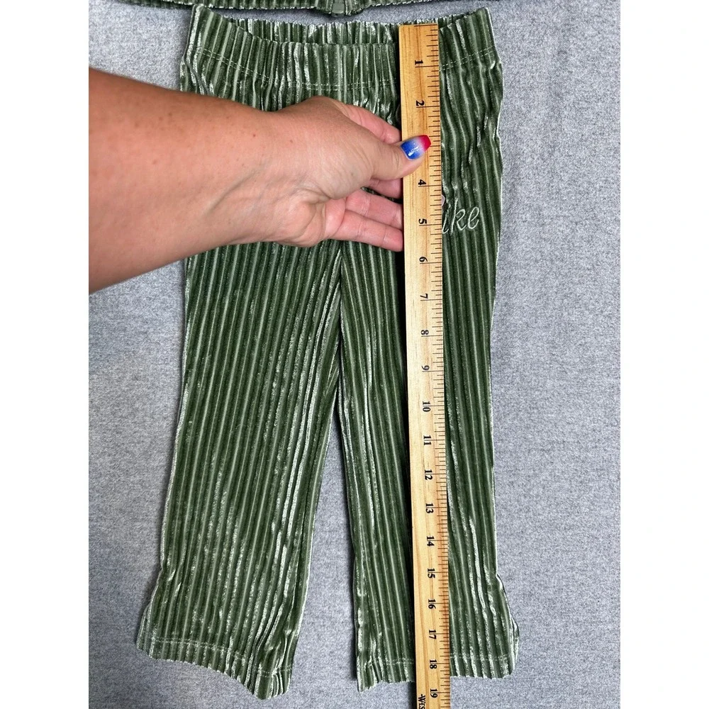 Nike Velour Tracksuit Toddler 24M Green Ribbed Full Zip Jacket Pants Set